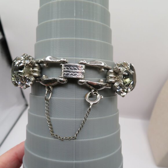 Juliana D&E Oval Black Glass and Black. And Clear Chatons Silver Tone Bracelet - Picture 11 of 15